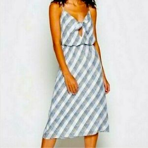NWT Joie 100% Silk Plaid Sleeveless Blue & White Dress Size S